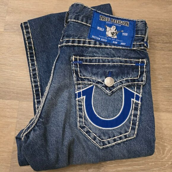 TRUE RELIGION RICKY SUPER T FLAP STRAIGHT JEAN - SZ 32 BNWT - Picture 1 of 6